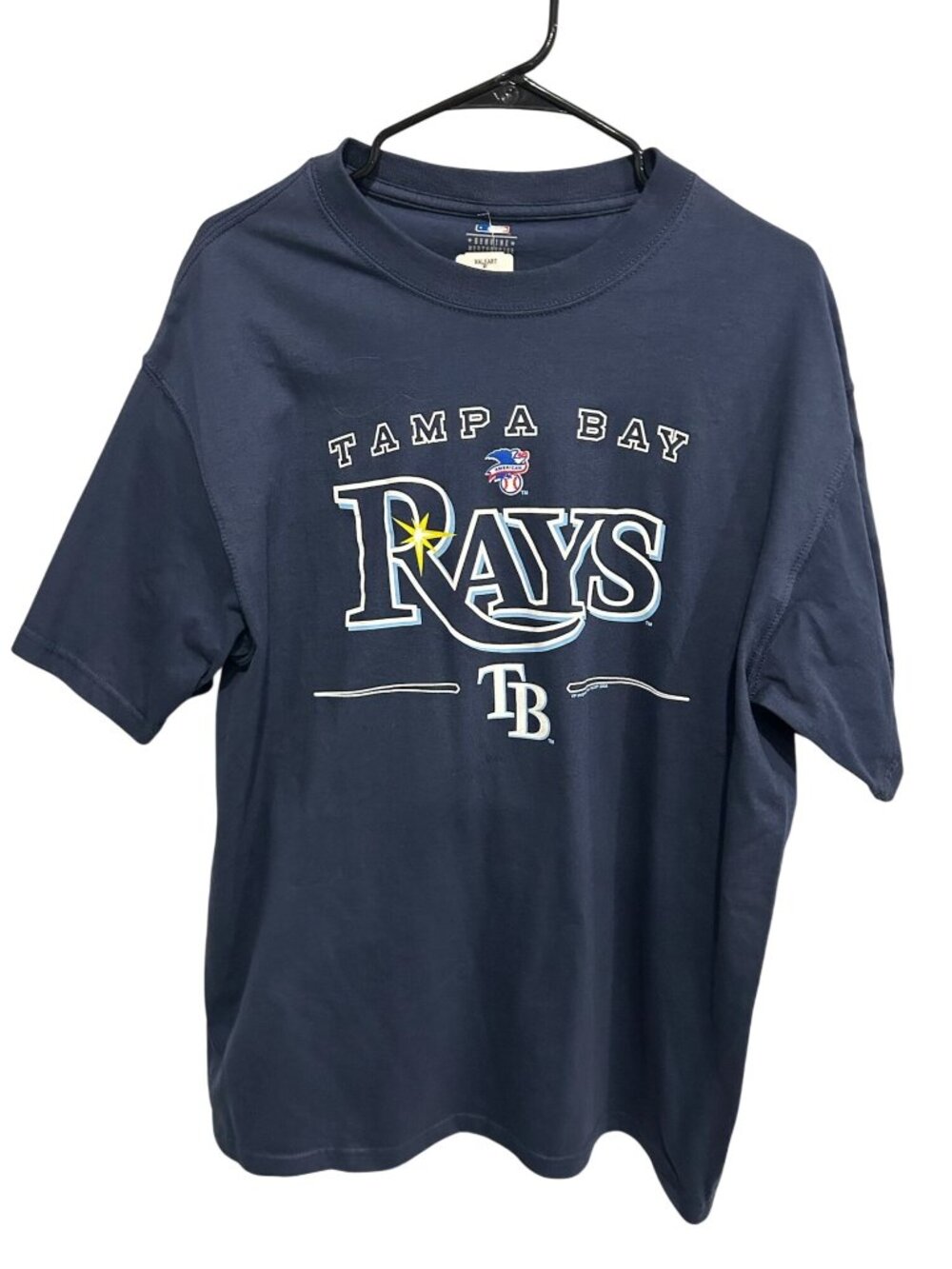 MLB Genuine Merchandise Large Tampa Bay Navy T-Shirt Vintage Nostalgia Core
